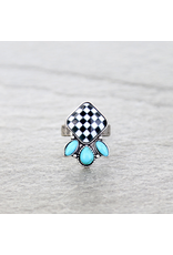 RING CUFF CHECKERED DIAMONDS
