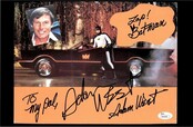 ADAM WEST "BATMAN" WITH HIS BATMOBILE SIGNED 8X10 JSA AUTHENTICATED COA #P41830