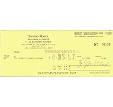 ZEPPO MARX RARE 1971 BANK CHECK SIGNED AUTOGRAPHED W/COA