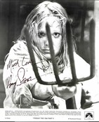 AMY STEEL DEADLY PITCHFORK FRIDAY THE 13TH PART 2, PARAMOUNT PROMO 8X10 W/COAAMY STEEL. HIIDING IN FRIDAY THE 13TH PART 2, PARAMOUNT PROMO PHOTO 8X10 WI/COA