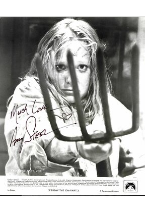 AMY STEEL DEADLY PITCHFORK FRIDAY THE 13TH PART 2, PARAMOUNT PROMO 8X10 W/COA