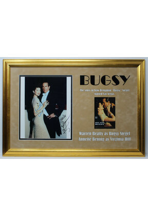 BUGSY ORIGINAL PHOTO SIGNED BY WARREN BEATTY AMD ANNETTE BENING CUSTOM FRAMED
