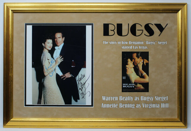 BUGSY ORIGINAL PHOTO SIGNED BY WARREN BEATTY AMD ANNETTE BENING CUSTOM FRAMED