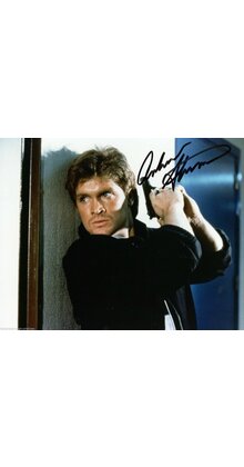 ANDREW STEVENS AUTOGRAPHED SIGNED 8X10 COLOR PRESS PHOTO WITH GUN