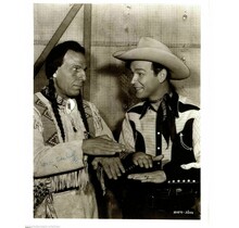 IRON EYES CODY (DECEASED) SIGNED 8X10 POSED WITH ROY ROGERS JSA COA #N38814