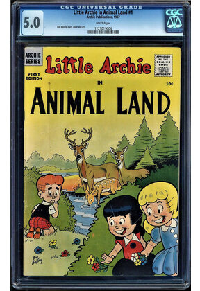 LITTLE ARCHIE IN ANIMAL LAND #1 CGC 5.0 WHITE PAGES CGC #1223019004 SCARCE !