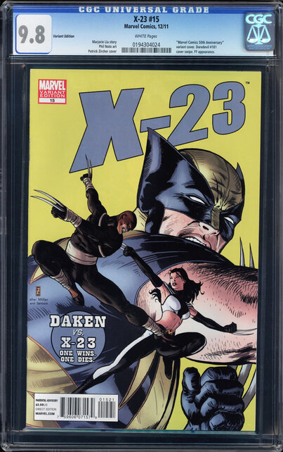 X-23 #15 CGC 9.8 VARIANT EDTION WHITE MARVEL 5OTH ANNIVERSARY COVER #0194304024