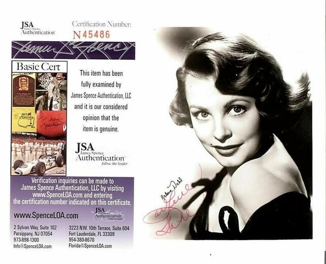 ARLENE DAHL OSCAR WINER 4X5 PROMO PHOTO SIGNED 8X10 JSA #N45486