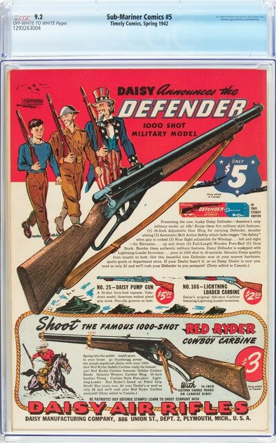 SUB-MARINER COMICS #5 CGC 9.2 OWW SINGLE HIGHEST GRADED ! CGC #1293263004