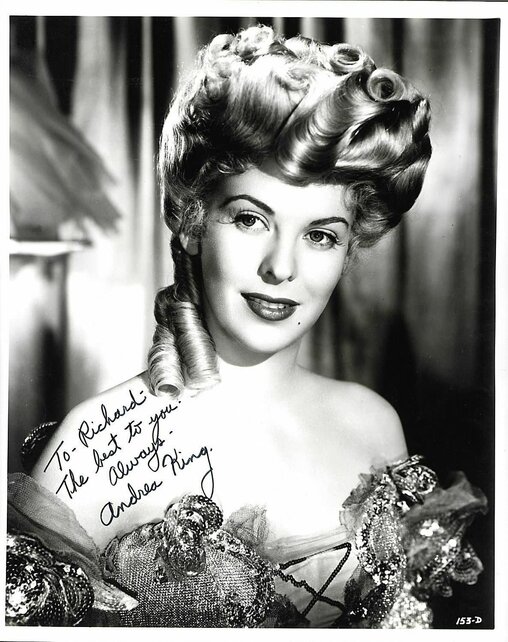 ANDREA KING (DECEASED) EVENING GOWN SIGNED PHOTO AUTOGRAPHED W/COA 8X10