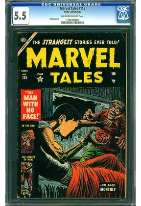 MARVEL TALES #115 CGC 5.5 OWW "THE MAN WITH NO FACE" CGC #1197396002