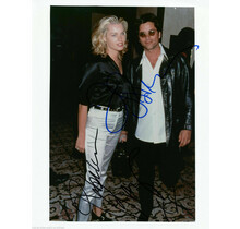 JOHN STAMOS & REBECCA ROMIJN DUAL AUTOGRAPHED SIGNED 8X10 BLACK & WHITE OUTFITS