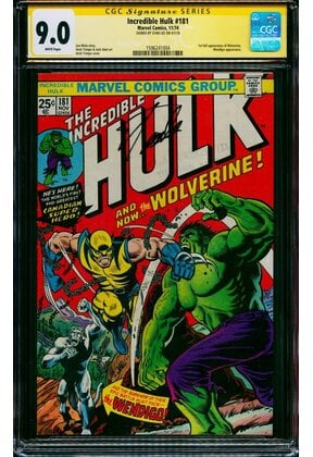 INCREDIBLE HULK #181 CGC 9.0 WHITE SS STAN LEE SIGNED CGC #1596241004