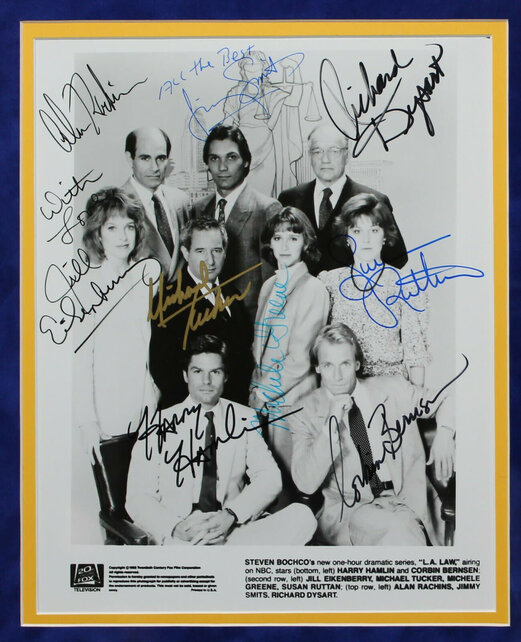 LA LAW CAST HAMLIN, BERSEN, EIKENBERRY, TUCKER SIGNED CUSTOM FRAMED 9 SIGS !