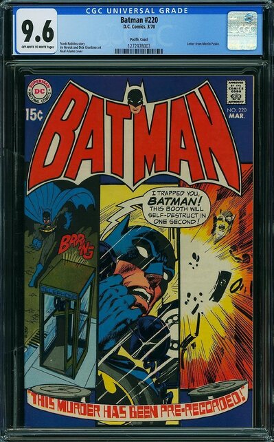 BATMAN #220 CGC 9.6 2ND HIGHEST GRADED PACIFIC COAST PEDIGREE CGC #1272978003