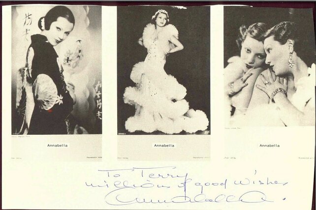 ANNABELLA (SUZZANNE GEORGETTE CHARPENTIER) TRIPLE SHOT PAGE SIGNED W/COA