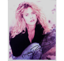 MEG RYAN, ACTRESS SIGNED 8X10 STUDIO PROMO "BIG HAIR" IN JEANS WITH COA