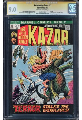 ASTONISHING TALES #12 CGC 9.0 SS STAN LEE 2ND APP MAN-THING CGC #1203281005