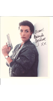 AMANDA DONOHOE WITH A GUN SIGNED PHOTO AUTOGRAPHED W/COA 8X10