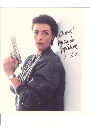 AMANDA DONOHOE WITH A GUN SIGNED PHOTO AUTOGRAPHED W/COA 8X10