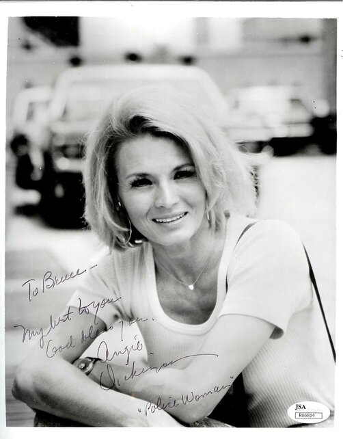 ANGIE DICKINSON SIGNED INSCRIBED "POLICE WOMAN" 8X10 JSA COA #R66814