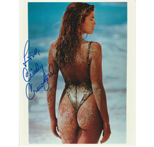 CINDY CRAWFORD 8 X10 AT THE BEACH FROM THE BEHIND !! NICE BUNS ! W/COA