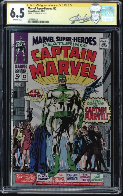 MARVEL SUPER-HEROES #12 CGC 6.5 SS  STAN LEE ORG & 1ST CAPT. MARVEL CGC #1206553003