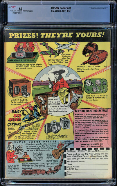 ALL STAR COMICS #8 CGC 6.0  ORIGIN & 1ST APPEARANCE OF WONDER WOMAN #1132814002