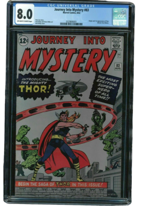 JOURNEY INTO MYSTERY #83 CGC 8.0 OW/W 1ST APP AND ORIGIN THOR CGC #0329806001