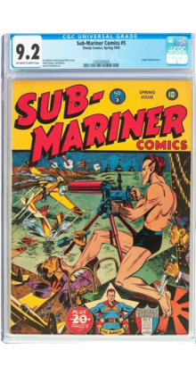 SUB-MARINER COMICS #5 CGC 9.2 OWW SINGLE HIGHEST GRADED ! CGC #1293263004