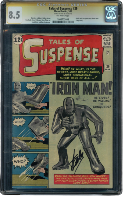 TALES OF SUSPENSE #39 CGC 8.5 SS STAN LEE SIGNED 1ST APP IRON MAN #1003705003