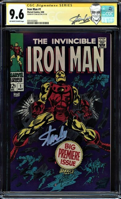 IRON MAN #1 CGC 9.6 OWW SS STAN LEE (NICER THAN MANY 9.8'S) CGC #0351033002