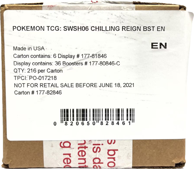 CHILLING REIGN (6) BOOSTER BOX CASE (2021)
