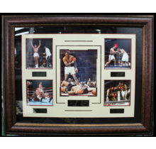 MUHAMMAD ALI  FAMOUS FIGHTS COLLAGE SIGNED CUSTOM FRAME