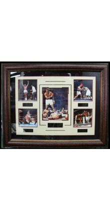 MUHAMMAD ALI  FAMOUS FIGHTS COLLAGE SIGNED CUSTOM FRAME