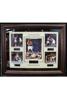 MUHAMMAD ALI  FAMOUS FIGHTS COLLAGE SIGNED CUSTOM FRAME