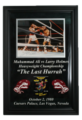 MUHAMMAD ALI  ALI VS FOREMAN SIGNED BY BOTH !! THE ROPE-A-DOPE FIGHT !
