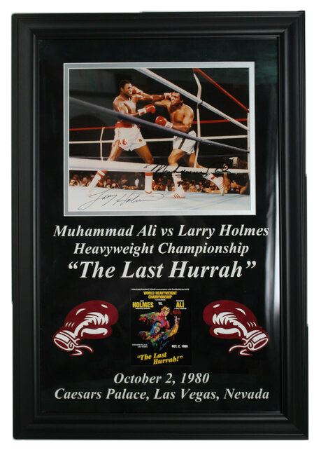 MUHAMMAD ALI  ALI VS FOREMAN SIGNED BY BOTH !! THE ROPE-A-DOPE FIGHT !