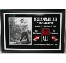 MUHAMMAD ALI IN TRAINING SWINGING A BIG AXE. SIGNED ! FRAMED