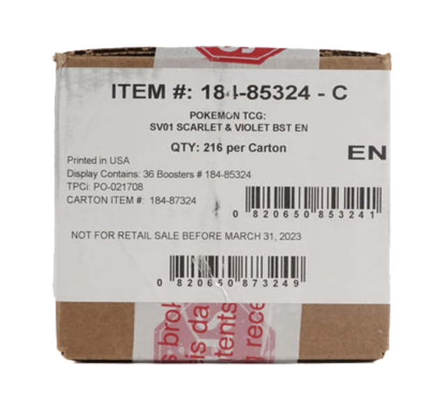 SV01 SCARLET AND VIOLET BASE (6) BOOSTER BOX  CASE (2023)