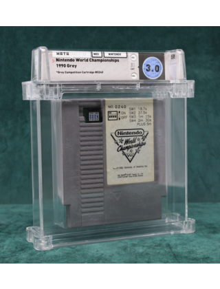 NINTENDO WORLD CHAMPIONSHIPS 1990 GREY COMPETITION CARTRIDGE #240 WATA 3.0