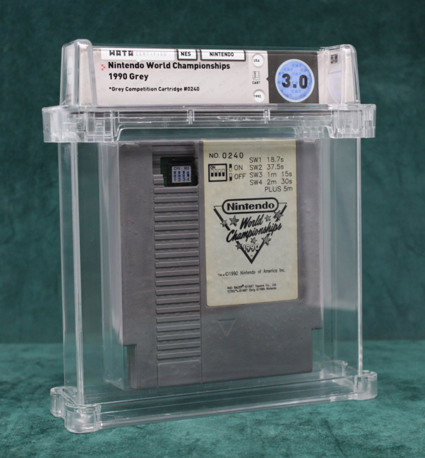 NINTENDO WORLD CHAMPIONSHIPS 1990 GREY COMPETITION CARTRIDGE #240 WATA 3.0