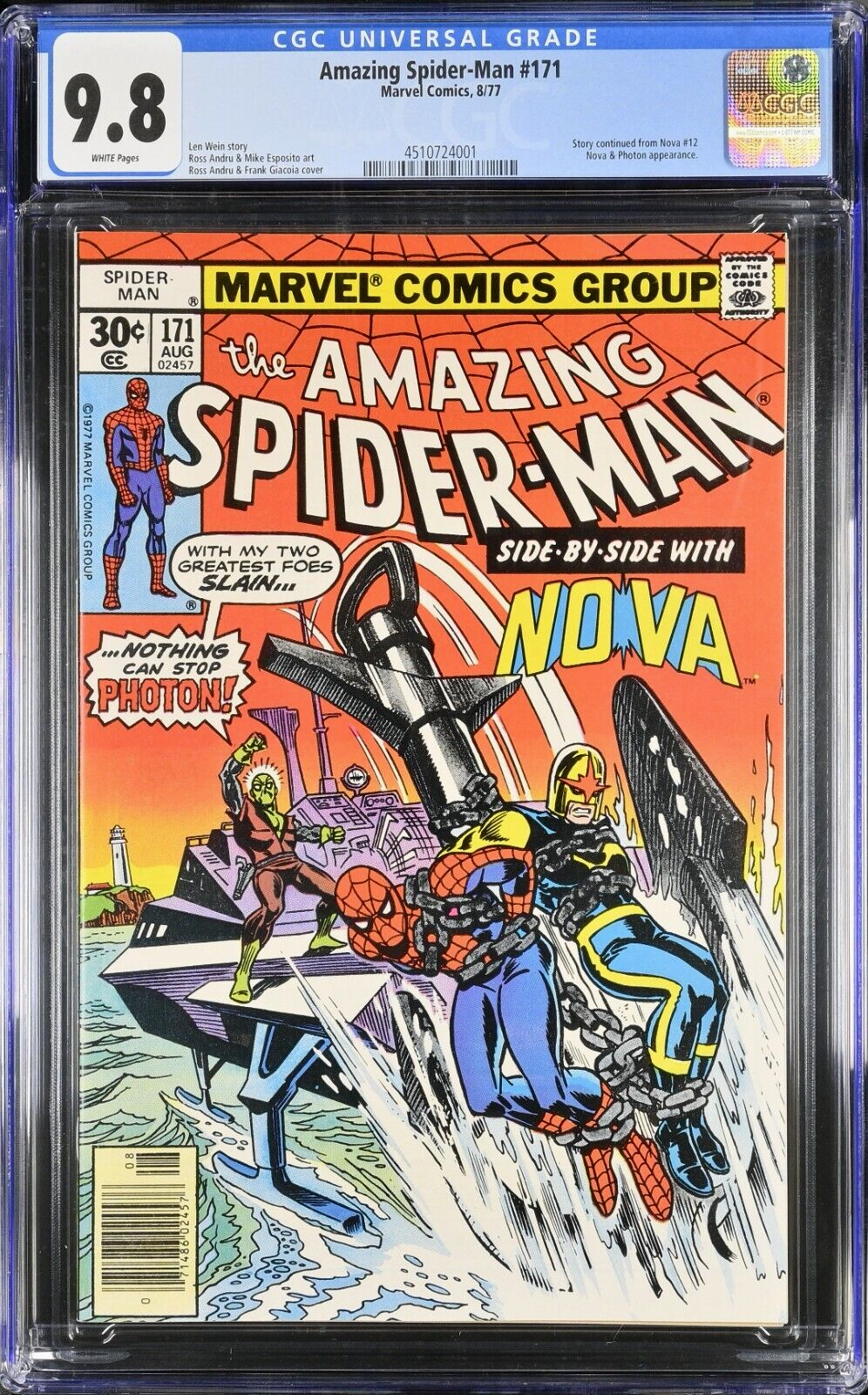 年末のプロモーション特価！ 9.8 CGC #171 SPIDER-MAN AMAZING BONE #4510724001 CGC PAGES WHITE アメコミ