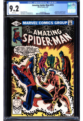 AMAZING SPIDER-MAN #215 CGC 9.2 WHITE PAGES SUB-MARINER COVER CGC #4364602002