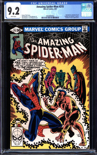 AMAZING SPIDER-MAN #215 CGC 9.2 WHITE PAGES SUB-MARINER COVER CGC #4364602002