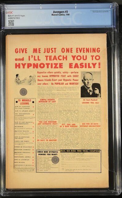 AVENGERS #3 CGC 5.5 1ST HULK SUB-MARINER TEAM UP CGC #4488767003