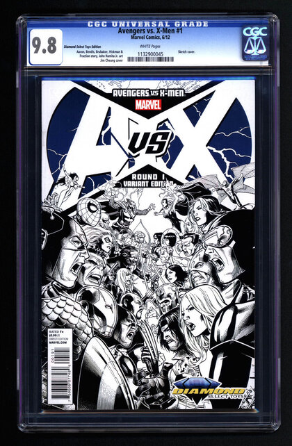 AVENGERS VS. X-MEN #1 CGC 9.8 DIAMOND SELECT TOY ED. SKETCH COVER #1132900045