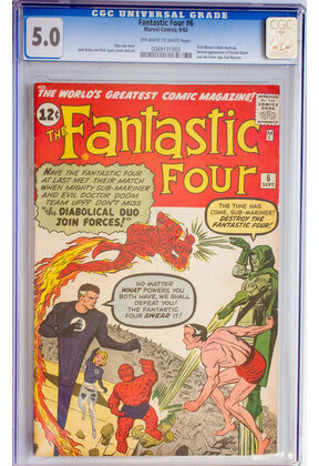 FANTASTIC FOUR #6 CGC 5.0 OWW 2ND APP DR DOOM 1ST MARVEL TEAM-UP #10069131003
