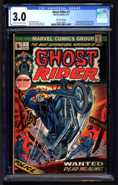 GHOST RIDER # 1 CGC 3.0 1ST APP OF SON OF SATAN RARE UK PRICE VARIANT 4421714001