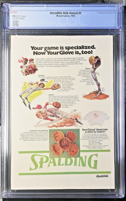 Incredible Hulk Annual #5 CGC 9.8 White Pages #4529117003